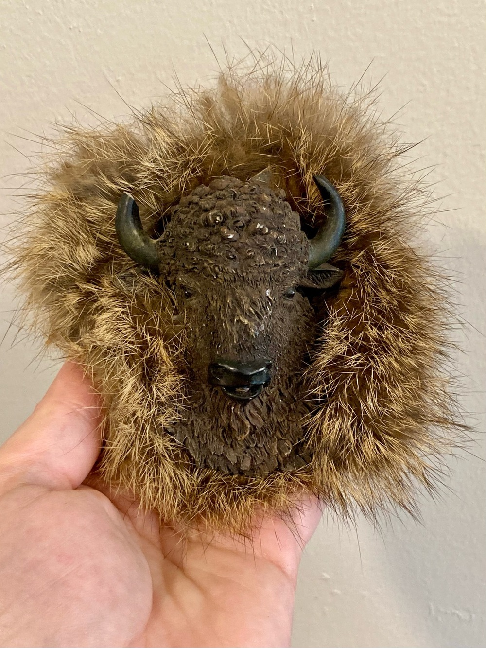 Broken Ceramic Buffalo on Fluffy Fur Base
Western Rustic Cabin Decor